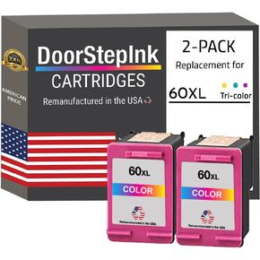 DoorStepInk Remanufactured in The USA Ink Cartridge Replacements for HP 60XL 60 XL 2 Color for PhotoSmart C4780 C4795 C4680 C4650 D110 D110a DeskJet F4480 F4280 F4580 D2530 D2545 Envy 100 111