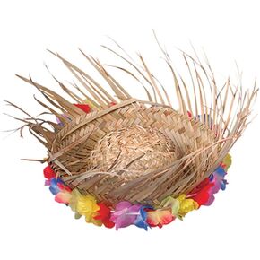 U.S. Toy Natural Woven Beachcomber Hat with Lei, Tan, One Size fits Most (SS-UST-H248)