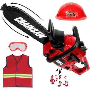 Toy Tools for Kids 3–5 Years, Toddlers Construction Playset with Worker Vest & Electric Chainsaw, Durable Pretend Play Birthday Gift for Boys Girls