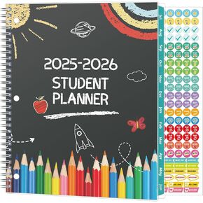student planner 2025-2026, Weekly and Monthly Academic Year Planner Calendar, Jul 2025 - Jun 2026, 8.5" x 10.5", School Planner 2025-2026 with Practical Stickers, Flexible Cover, Pocket, Laminated Tabs
