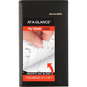 AT-A-GLANCE 2026 Appointment Book Planner, Weekly, Refillable, 3-1/4" x 6-1/4", Pocket Size, Hourly, Black (700080526)