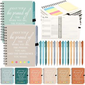 48 Pcs/24 Set Teacher Appreciation Gifts Back to School Gift, Inspirational A6 Spiral Journal Notebook with Pen for Teachers Students Classroom Rewards(Fresh Color,May You)