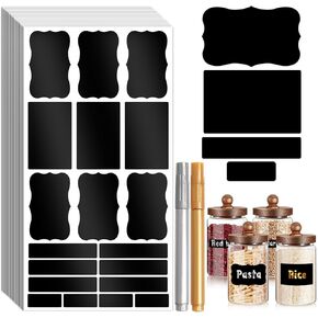 285pcs Chalkboard Label Stickers Reusable Blackboard Stickers with 2 Pen Mini Decorative Chalk Labels for Storage Bin, Jars Containers Kitchen Home Pantry Office
