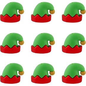 9Pcs 3D Christmas Hats Silicone Beads for Pens, Silicone Focal Beads for Keychain Making Bracelet Necklace Making DIY Craft