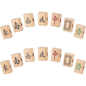 NBEADS 14 Pcs 7 Styles Bulk Mahjong Beads, Rectangle Large Hole Mahjong Beads Alloy Enamel Mahjong Bead Set Loose Spacer Mahjong Beads for Bracelets Necklace Earring Jewelry Making Supplies, Hole: 4mm