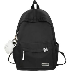 Kawaii Backpack with Cute Accessories Aesthetic 15.6 Inch Laptop Backpack Plush Pendant (Yellow)