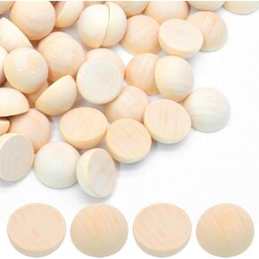 Uenhoy 200 PCS نصف حبات خشبية في 3 حجم ، 12 مم/15 مم/20 مم كرات خشبية غير مكتملة ، كرات نصف الخشب الطبيعي لمشاريع DIY الطلاء والحرف