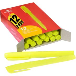 1InTheOffice Highlighters Yellow, Yellow Highlighters, Highlighter Pens, Chisel Tip, 12 Pack