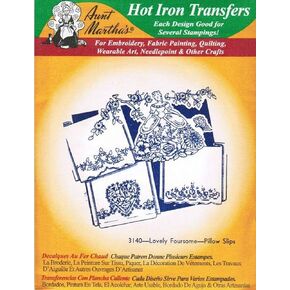 Lovely Foursome Pillow Slips Aunt Martha's Hot Iron Embroidery Transfer