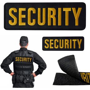 2 Pcs Embroidered Letters Security Patch - Security Badge Hook and Loop Patch for Jacket Vest Bag Hat, 2 Sizes