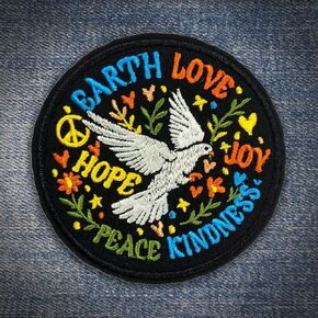Peace Love Patch Faith Hope Peace Embroided Patches Kindness Motivational Inspirational Sew on Iron On Embroidery Patch for Caps, Bags, Backpacks, Hat, Jackets, Uniform DIY Gifts for Her Him 3 Inches