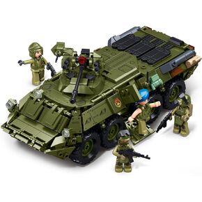 Military Tank Building Blocks Set, 2 in 1 Educational Army Armored Vehicle Model Kit, 619pcs Building Block Car Toy, 360 Rotation Turret, Compatible with Lego, STEM Ideal Gift for Kid and Adult Age 6+