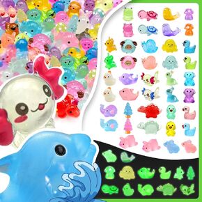105 Pcs Mini Resin Animals 21 Styles Bulk to Hide Miniature Figures Luminous Tiny Little Animals Glow in The Dark Figurines for Dollhouse Micro Landscape Aquarium