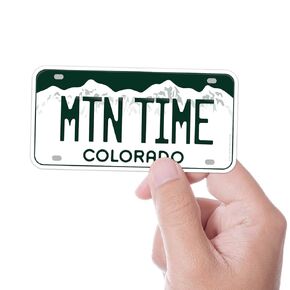 Mountain Time Colorado License Plate Sticker | Rocky Mountain Bumper Sticker for Car | Denver Aspen Boulder Decals for Hydroflask
