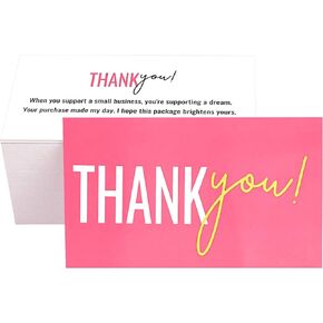 RXBC2011 Thank You Cards Pink and white Design with Appreciation Message 2x3.5 Inches 300gsm Paper Pack of 100