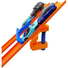 2-Lane Starting Gate & Clamp Compatible with Hot Wheels (Orange/Blue)