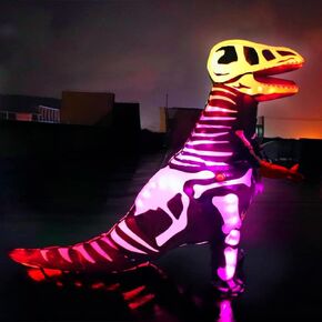 Kids Dinosaur Costumes, Inflatable T-Rex Skeletons Dinosaur Halloween Blow Up Costumes With LED Lights,Cosplay for Kids 7-10Years