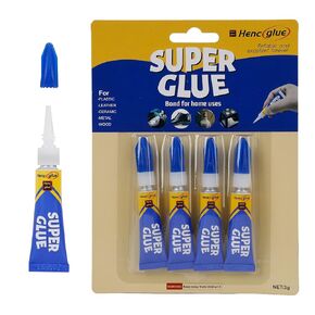 3Gram x 5 Strong Super Glue All Purpose with Anticlog Cap. Super Fast&Strong Adhesive superglue,DIY Crafts,Shoe,Glass,Waterproof,Metal,Ceramic,Rubber,Super Glue for Wood,Stone(hencglue no.4)