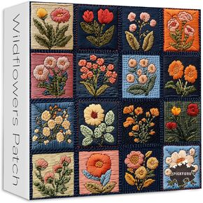Wildflower Patch 1000 Piece Puzzles for Adults, PICKFORU Vintage Spring Floral Plant Jigsaw Puzzles Quilting Patchwork Art, Impossible Challenging Sewing Embroidery Flowers Theme as Wall Decor