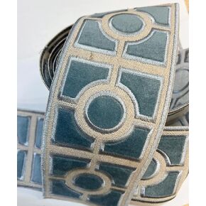 Trim for Curtains/Drapes Embroidery Tape by Yard 1" 2" 3" 4" 5" 6" Wide. by The Yard Can be Added to Our Custom Curtains. (Blue Velvet 3 1/2, 1 Yard)