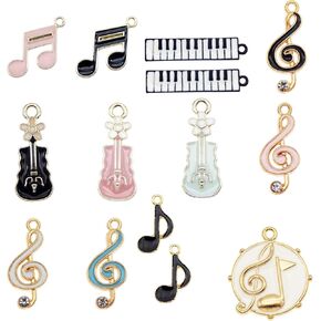 36pcs Enamel Music Notes Instruments Charms for Jewelry Making Wholesale Bulk Lot Piano Violin Musical Symbols Pendants