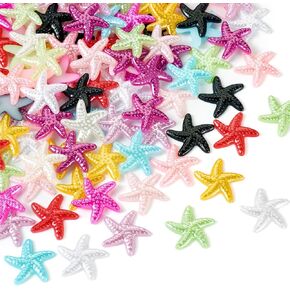120Pcs Resin Starfish Cabochons Flatback Ocean Animal Cabochons No Hole Colorful Mini Sea Star Embellishments Summer Beach Charms for Scrapbooks DIY Hair Clip Phone Case Photo Frame Decor