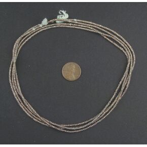The Bead Chest Copper Heishi Beads 3mm Ethiopian Metal Spacers, Full Strand for Jewelry Making I Approximately 400 Beads