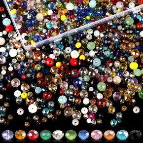 600 Pcs Glass Beads for Jewelry Making, Colorful Crystal Beads Bulk Glass Bead with Box Assorted Crystal Faceted Bead for DIY Crafts Bracelets Earrings Necklace Jewelry Making Supplies, Multicolor