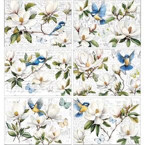 Rub on Transfers for Crafts and Furniture Stickers, Sunflower Butterfly Vintage Floral Rub on Transfer, Flower Designs Decals for Wood Home Door Window Decor, 11.8 x 8.2 Inch (6 Sheets)
