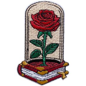 Romance Rose Flower Patch, Size 3 Inches Iron On Bookish Embroidery Patches for Hats Clothes Backpacks Jeans, DIY Sew On Patches, Fabric Patches, Romance Reading Patches, Gift for Book Lover
