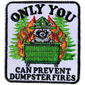 Only You Can Prevent Dumpster Fires Iron On Patches, Size 3" Raccoon Sew Patches for Clothes Backpacks Hats Jeans Bags, Embroidered Patches, Iron On Fabric Patches DIY Gift for Boys Girls