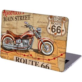 Compatible with MacBook Air 13 inch Retina Display with Touch ID, Hard Protective Shell with Keyboard Cover ( M1 A2337 A2179 A1932, 2018 2019 2020 Release) - Historic Map of Route 66 and Motorcycle Vintage Poster