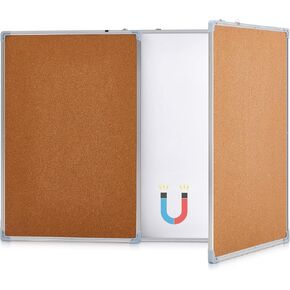 96"x35" Tri-fold Cork Dry Erase Board Combo, Foldable Whiteboard with Aluminium Frame Wall Mounted Large Vision Board for Door, Home, Office and College