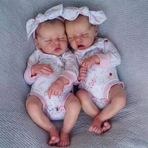 Realistic Newborn Twins - 18 Inch Reborn Baby Dolls Boy and Girl, Lifelike Soft Body, Silicone Vinyl, Birthday Set
