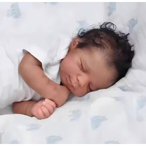 Pinky Reborn 18 Inch 46 cm Lifelike Baby Dolls Boys Dolls That Look Realistic Feeling Like with Soft Full Body Light Brown Skin with Hair Baby Doll Christmas Birthday with Toys for Age 3+