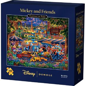 Mickey & Friends Painting in Paris, Disney Dowdle Puzzle, 500 Piece Jigsaw Puzzle for Adults