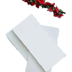 Handmade Deckle Paper 4x9 Wedding Invitation and Baby Shower Card Stock - Calligraphy, Cotton, Rag Paper - 150gsm Blank Cards - Pack of 50