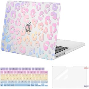 MOSISO Compatible with MacBook Pro 14 inch Case 2025 2024 2023 2022 2021 M4 M3 M2 M1 A3112 A3185 A3401 A2918 A2992 A2779 A2442 Pro Max, Hard Shell&Keyboard Cover&Screen Film, Colorful Leopard Grain
