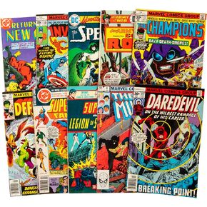 Vintage Comic Book Value Pack- 10 Different DC Marvel Indy Comics- Each a Minimum of 40+ Years Old From 60s, 70s and 80s- No Dupes Or Inappropriate Content- Great Collector Gift for Graphic Novel Fans