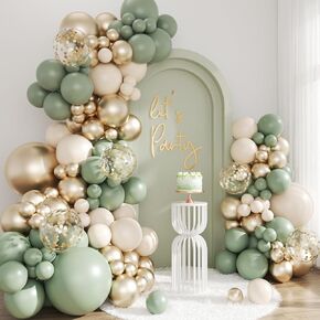 White Sand Champagne Gold Balloon Arch Kit, 143Pcs Metallic Champagne Gold Cream Balloons Garland Arch Kit Confetti Balloons for Boho First Communion Engagement Wedding Birthday Decorations