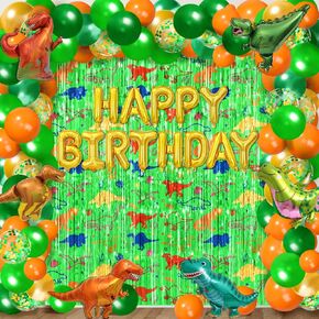 Avezano Dinosaur Birthday Decorations Supplies Kit - 117 Pcs Dino Theme Party Decor Set with Backdrop, Foil Dinosaur Balloons, for Kids Birthday Party, Baby Shower, Jurassic Theme Events