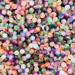 ToBeIT 500Pcs Colourful Gradient Matte Frosted Beads 8mm Loose Round Beads Transparent Frosted Glass Bead Bulk Craft Bead for Jewelry Making DIY Bracelets Necklace Supplies (Multicolour)