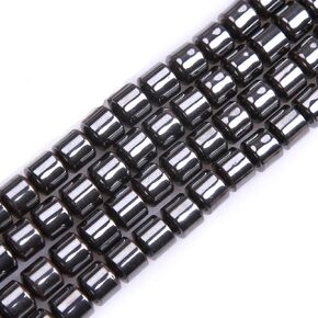 GEM-Inside Black Hematite Non-Magnetic Gemstone Losse Beads Natural 8mm Drum Shape Energy Stone Power Beads for Jewelry Making 15"