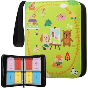 Card Holder for Yoto Cards 160 Pockets Large Capacity Card Organizer with Zipper Card Case Binder for Yoto Player Cards(PU white kitten)