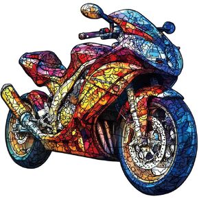 Wooden Puzzles for Adults,200 PCS Motorbike Wooden Jigsaw Puzzles, 12 * 12in Unique Shaped Animal Wood Puzzles Adults, Irregular Wood Puzzles Creative Gift Family Game