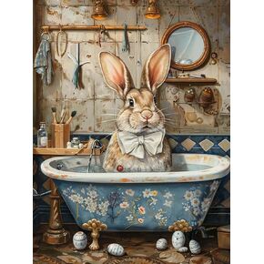 Reofrey DIY Diamond Art Kits for Adults Rabbit, Animal Full Drill Round Rhinestone Diamond Painting Kits, Cross Stitch Embroidery Canvas for Crafts Home Wall Decor 30x40cm