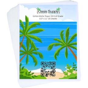 Oasis Supply Edible Rectangle Wafer Paper, 8 by 11-Inch, White, DD Grade Double Thick (25 Count)
