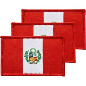 3Pcs Peru Peruvians Flag Patch 2x3 Inch, Hook Loop Tactical Embroidered Armband Country Flag Patches for Backpack Hat Vest Jacket.