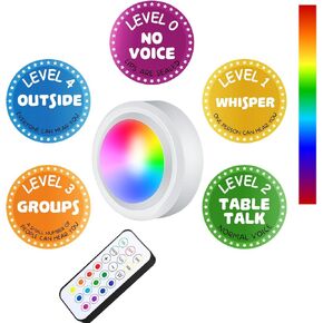 VIHOSE School Push Light with 12 RGB Colors and Magnetic Puck Lights Sticker for Noise Level Monitor Rules Sign Teacher Educational Management Supplies for Elementary School Preschool Music Class