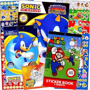 Stickerland Sonic Coloring Book Stickers Set for Kids Bundle Includes Super Mario Sticker Sheets, Reward Stickers, and More (Sonic)